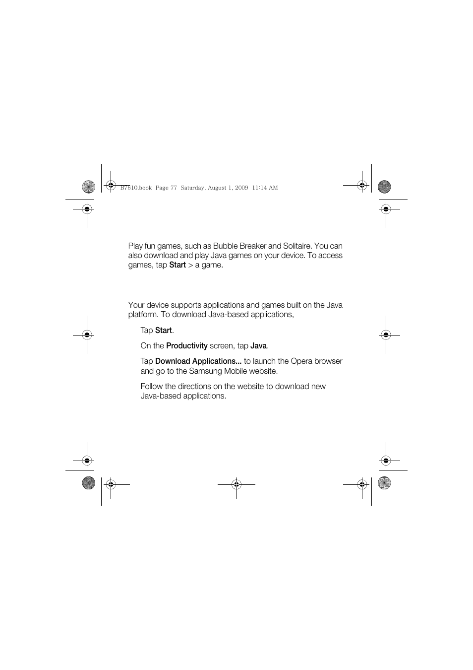 Games, Java, Games java | Sanyo GH68-24473A User Manual | Page 78 / 158