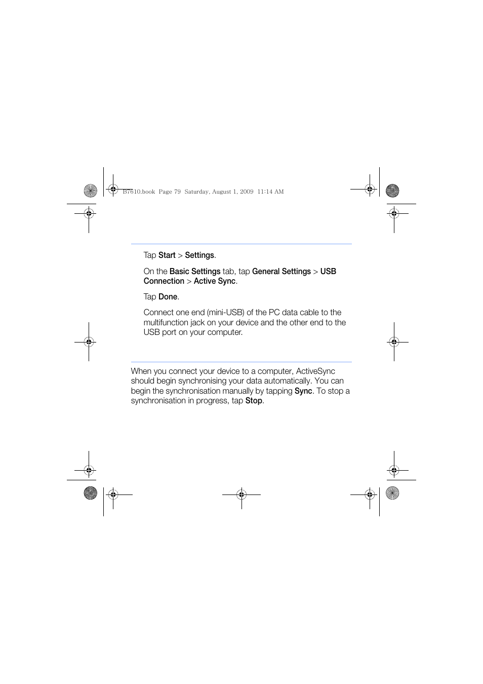 Connect your device to a computer, Synchronise your data | Sanyo GH68-24473A User Manual | Page 80 / 158