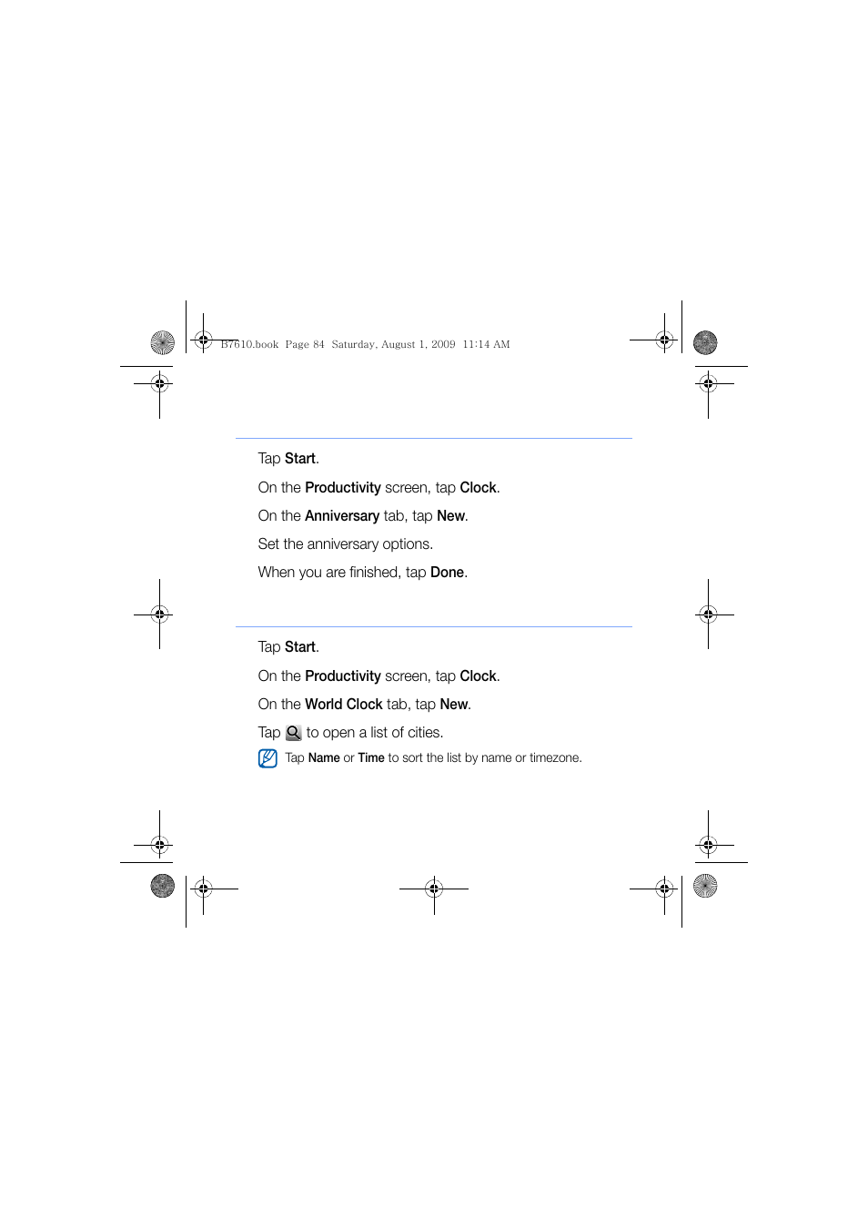 Schedule an anniversary, Create a world clock | Sanyo GH68-24473A User Manual | Page 85 / 158