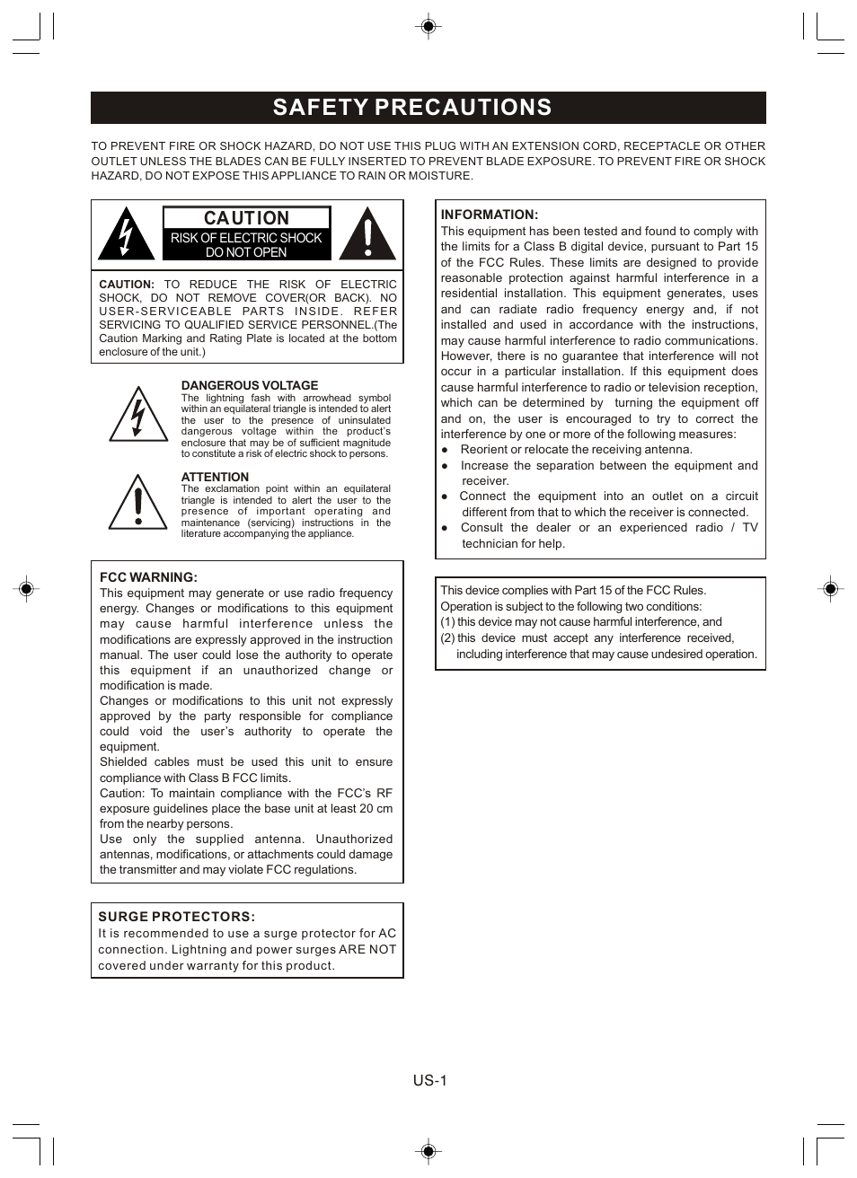 頁面 2, Safety precautions, Ca ut ion | Sanyo R227 User Manual | Page 2 / 29