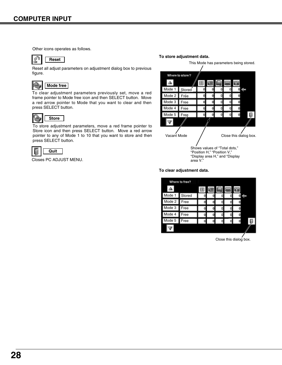 Computer input | Sanyo PLV75L/PLV-80L User Manual | Page 28 / 60