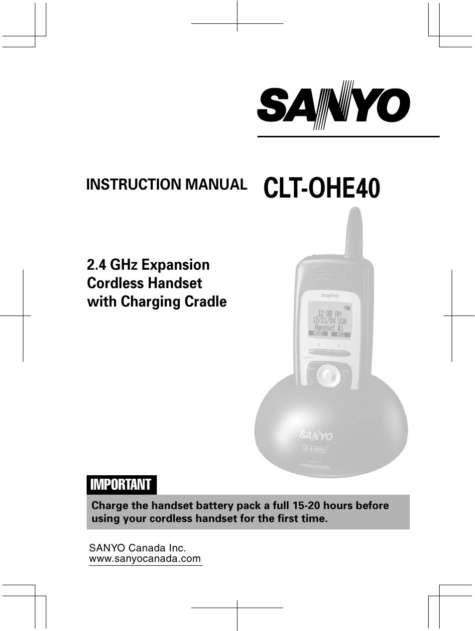 Sanyo CLT-OHE40 User Manual | 12 pages