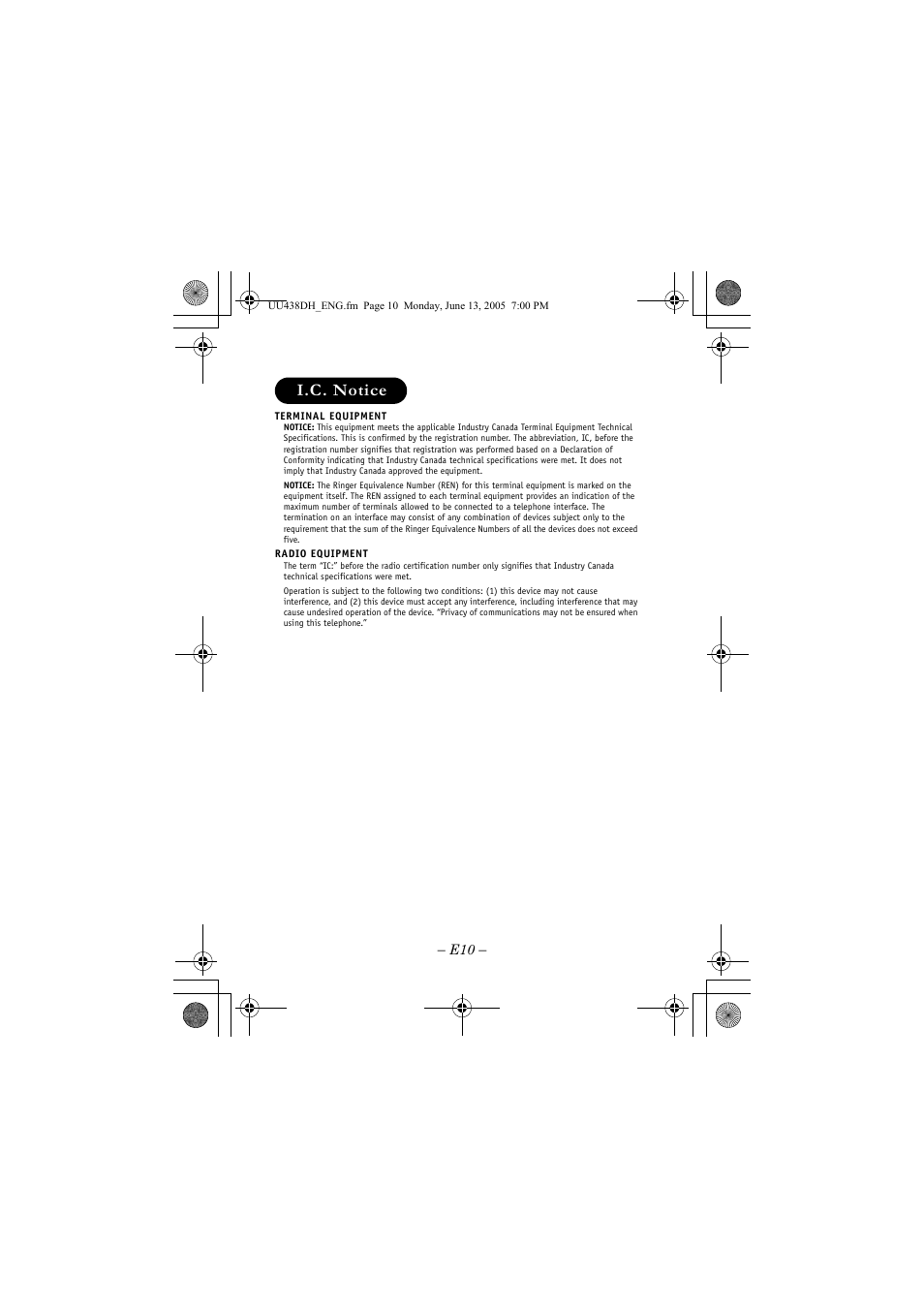 I.c. notice | Sanyo CLT-OHE40 User Manual | Page 10 / 12