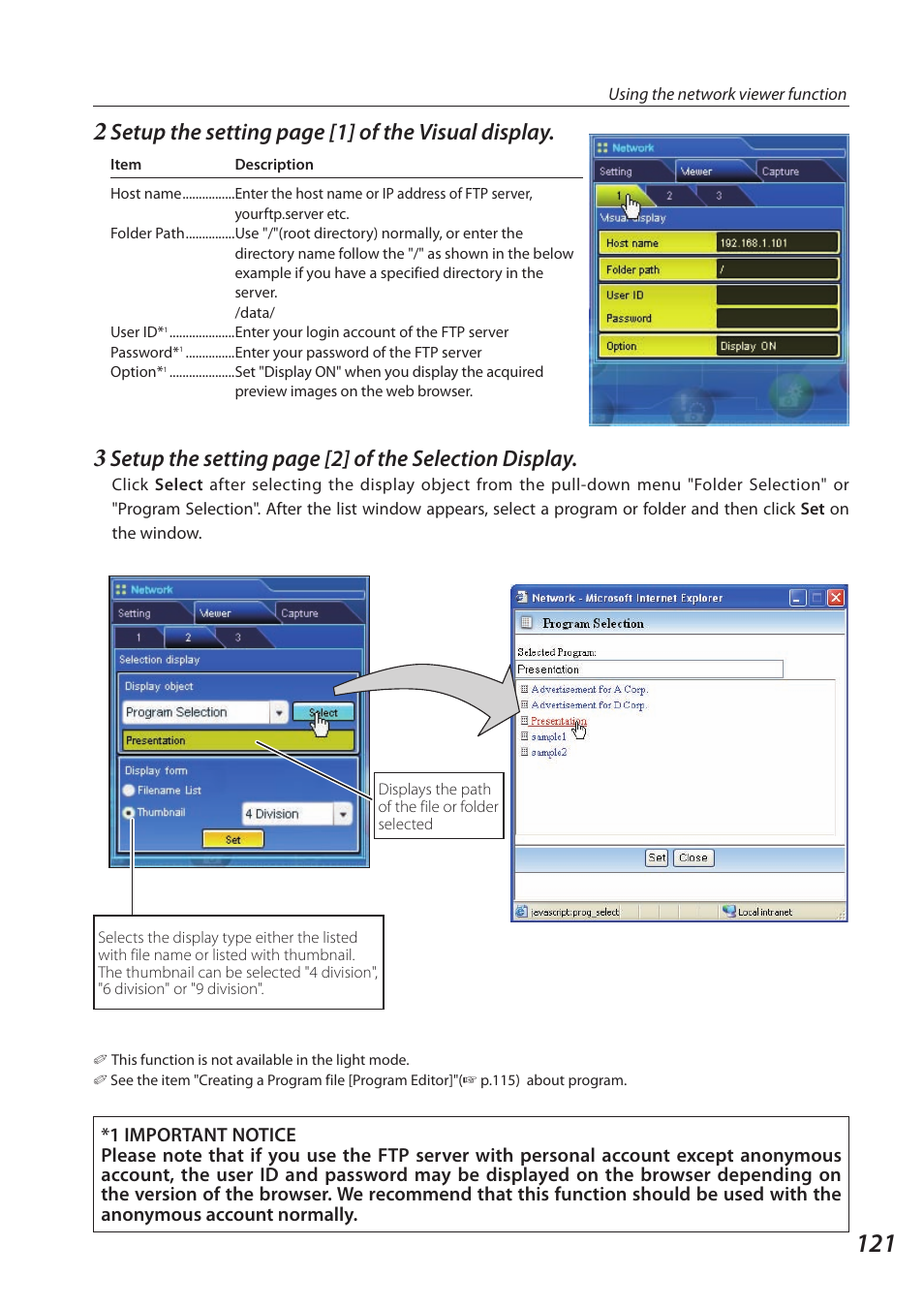 Setup the setting page [1] of the visual display | Sanyo SO-WIN-KF3AC User Manual | Page 121 / 144