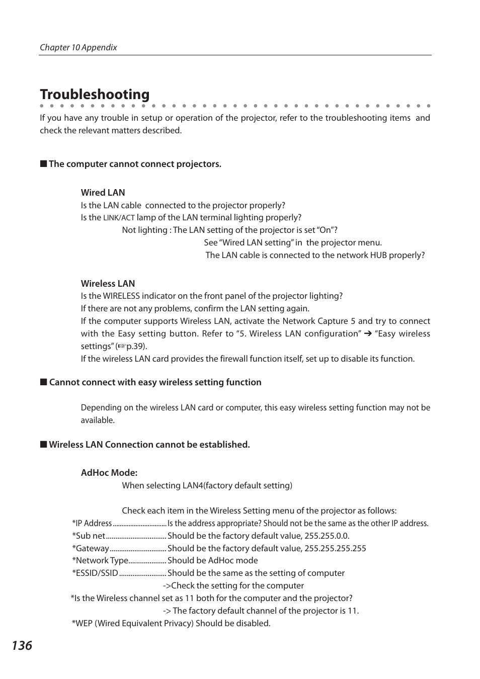 Troubleshooting | Sanyo SO-WIN-KF3AC User Manual | Page 136 / 144