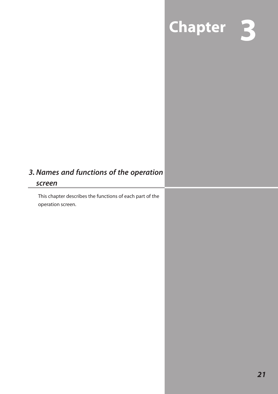 names and functions of the operation screen, Names and functions of the operation screen, Chapter | Sanyo SO-WIN-KF3AC User Manual | Page 21 / 144