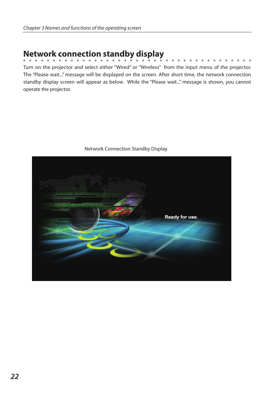 Network connection standby display | Sanyo SO-WIN-KF3AC User Manual | Page 22 / 144