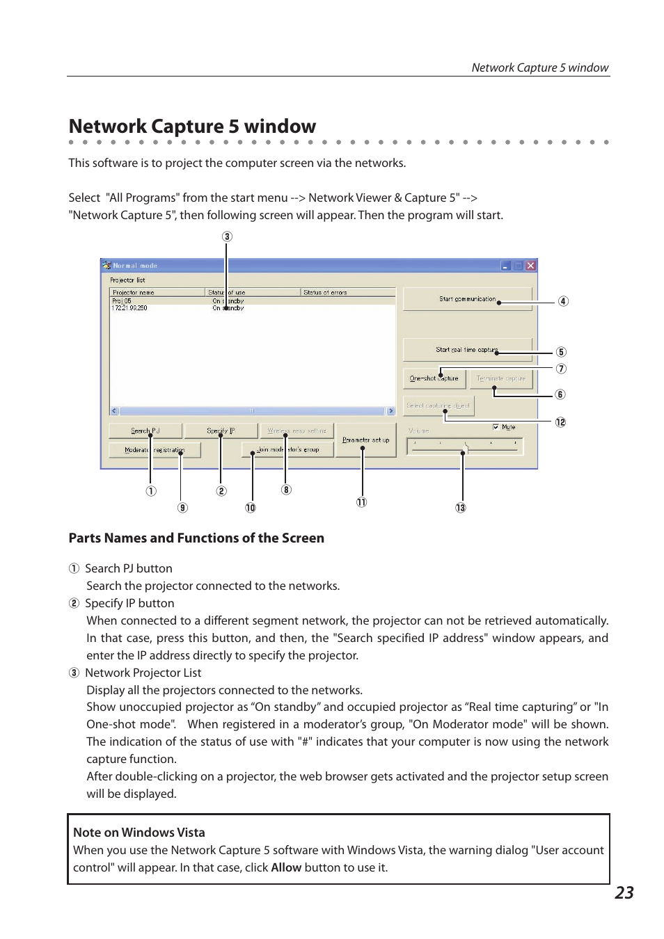 Network capture 5 window | Sanyo SO-WIN-KF3AC User Manual | Page 23 / 144