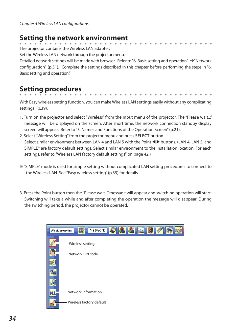 Setting the network environment, Setting procedures, Setting the network environment setting procedures | Sanyo SO-WIN-KF3AC User Manual | Page 34 / 144