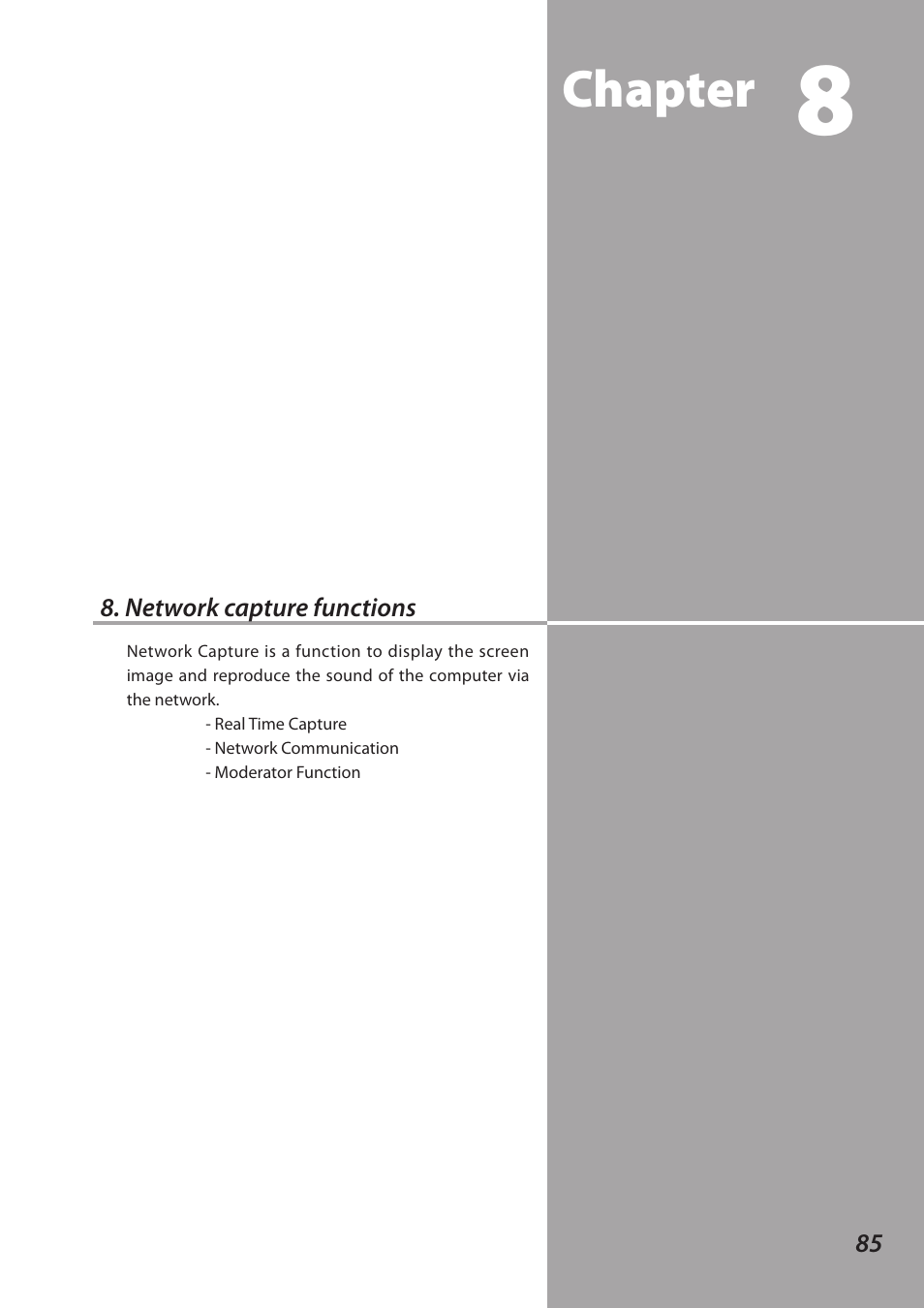 Network capture functions, Chapter | Sanyo SO-WIN-KF3AC User Manual | Page 85 / 144