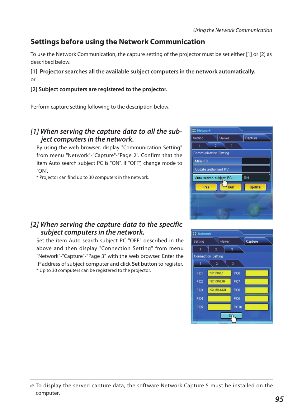 Settings before using the network communication | Sanyo SO-WIN-KF3AC User Manual | Page 95 / 144