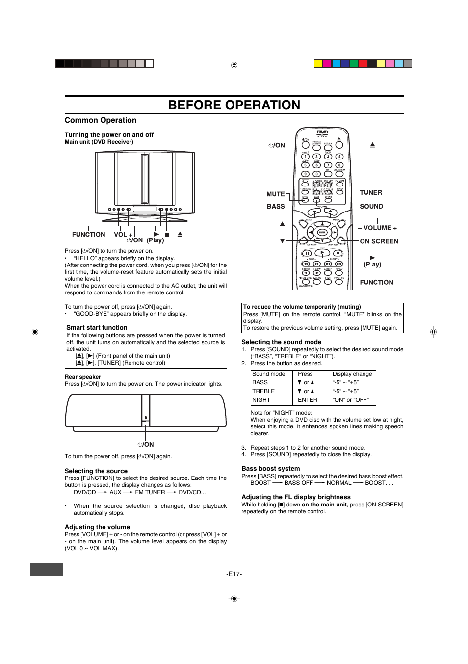 Before operation | Sanyo DWM-4500 User Manual | Page 18 / 44