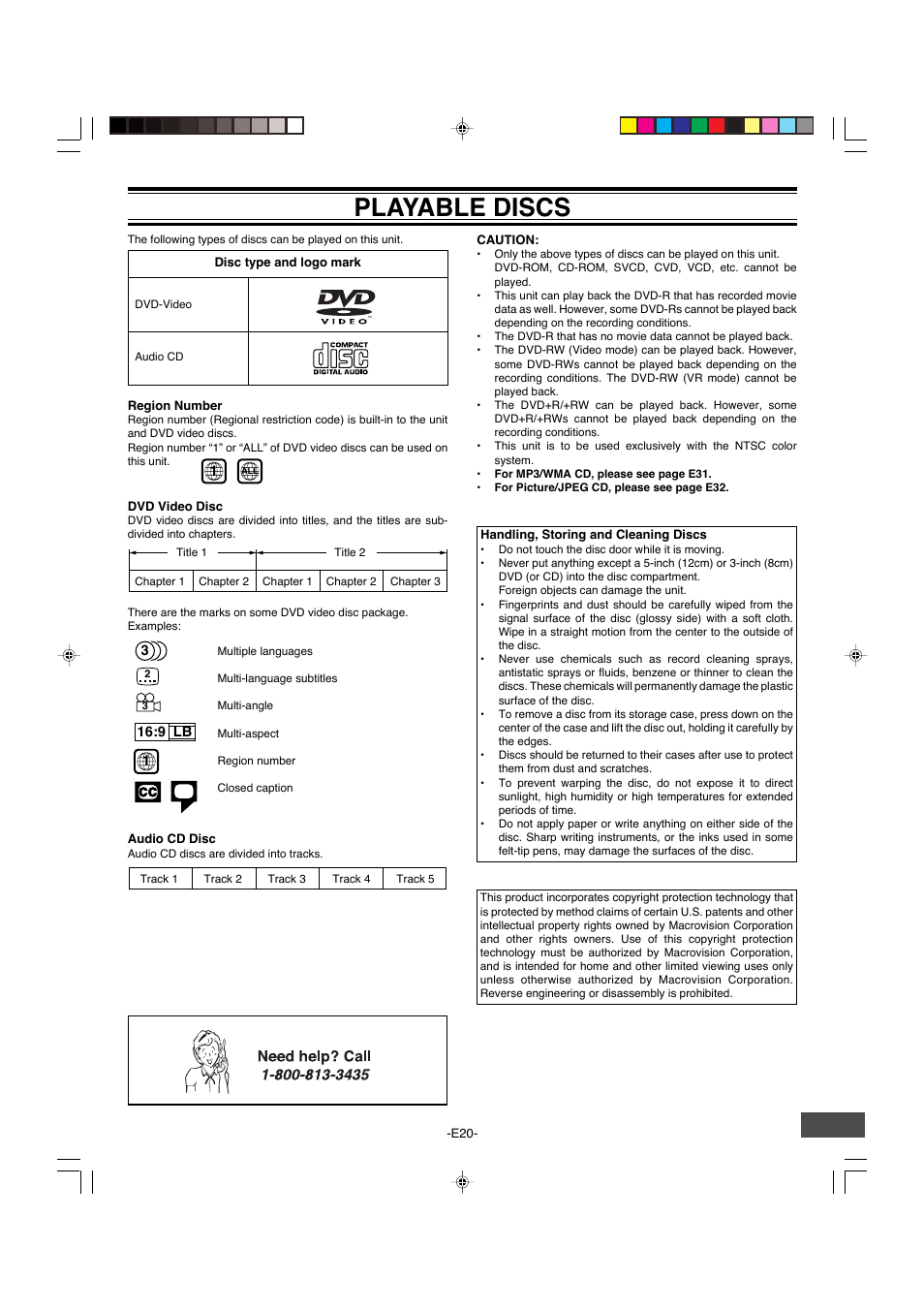 Playable discs | Sanyo DWM-4500 User Manual | Page 21 / 44