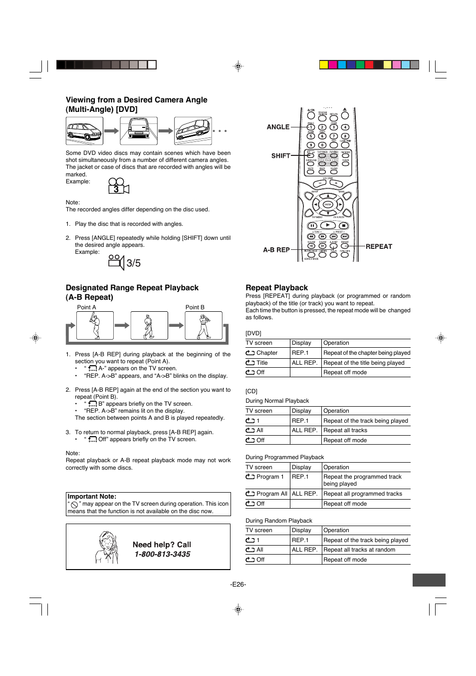 Repeat playback, Designated range repeat playback (a-b repeat) | Sanyo DWM-4500 User Manual | Page 27 / 44