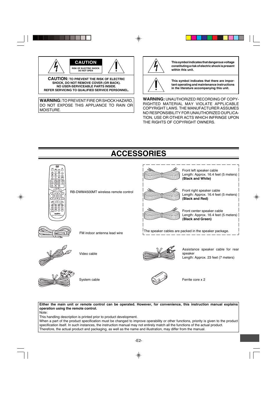 Accessories | Sanyo DWM-4500 User Manual | Page 3 / 44
