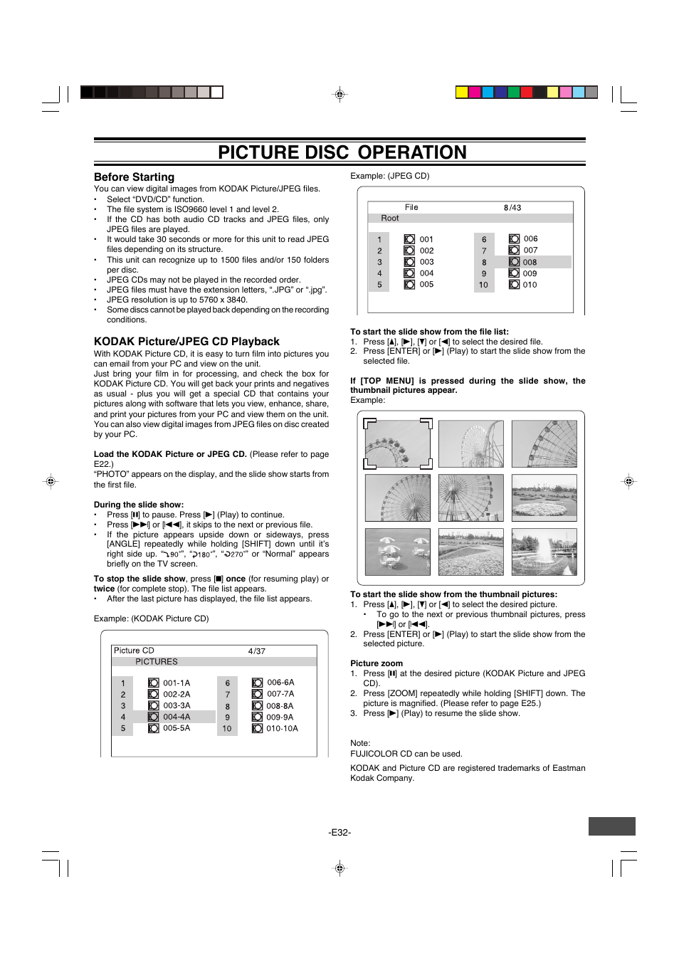 Picture disc, Operation | Sanyo DWM-4500 User Manual | Page 33 / 44