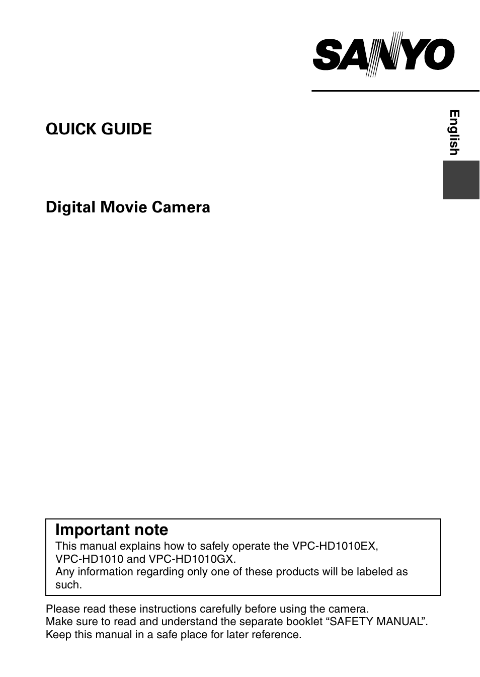 Sanyo VPC-HD1010EX User Manual | 26 pages