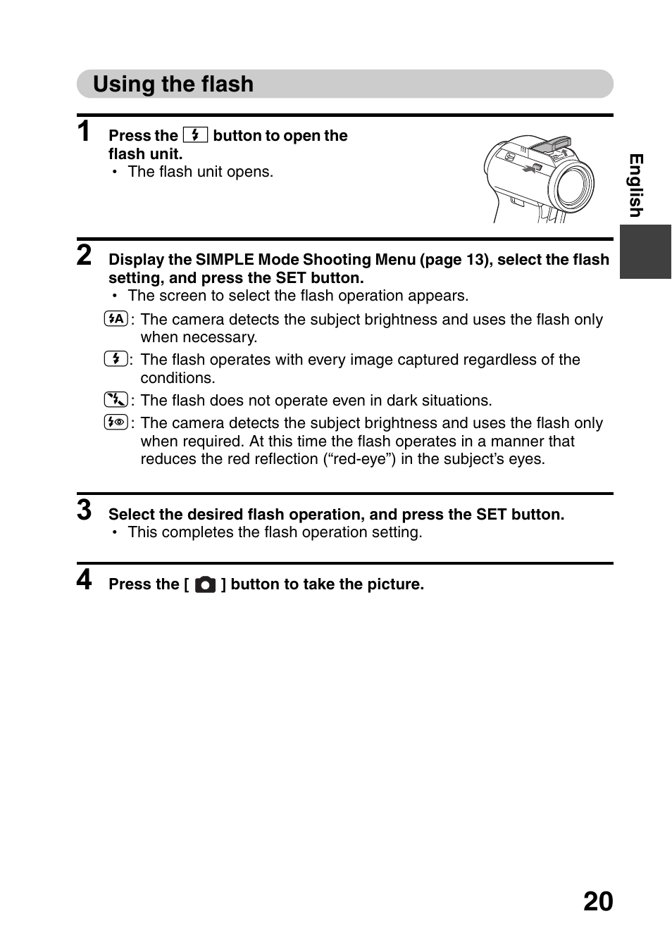 Using the flash | Sanyo VPC-HD1010EX User Manual | Page 21 / 26