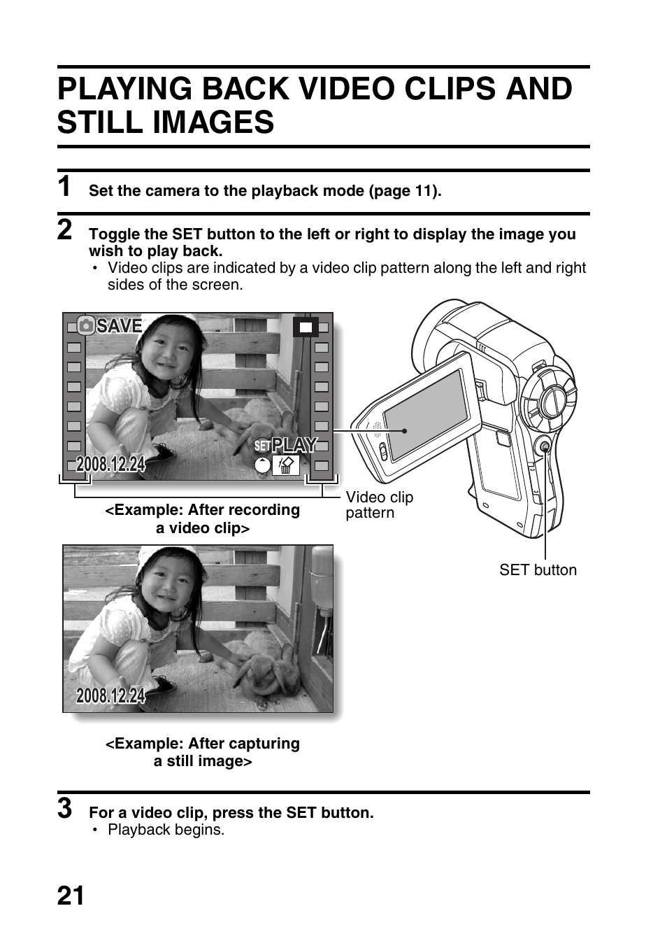 Playing back video clips and still images | Sanyo VPC-HD1010EX User Manual | Page 22 / 26