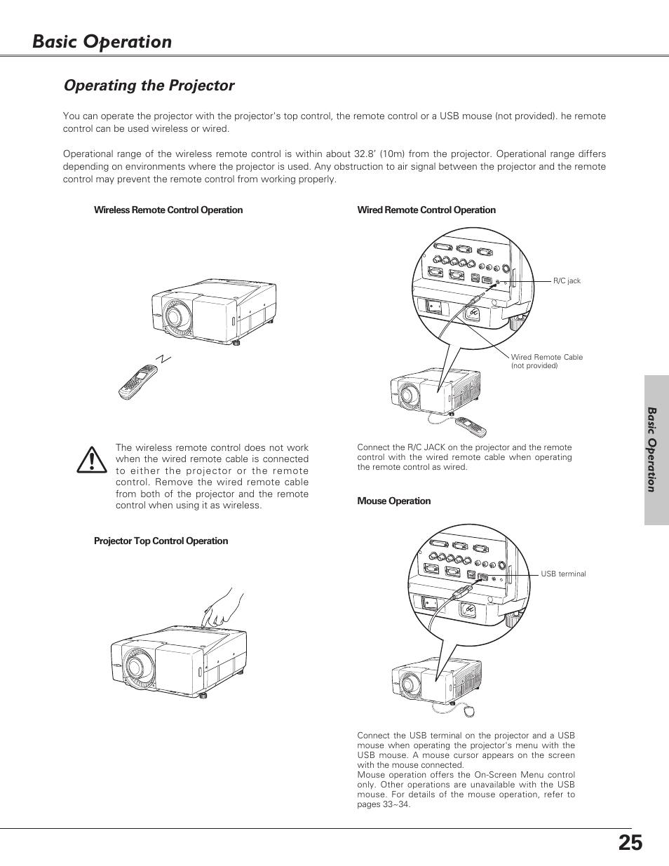 Basic operation, Operating the projector | Sanyo PLC-XF60A User Manual | Page 25 / 82