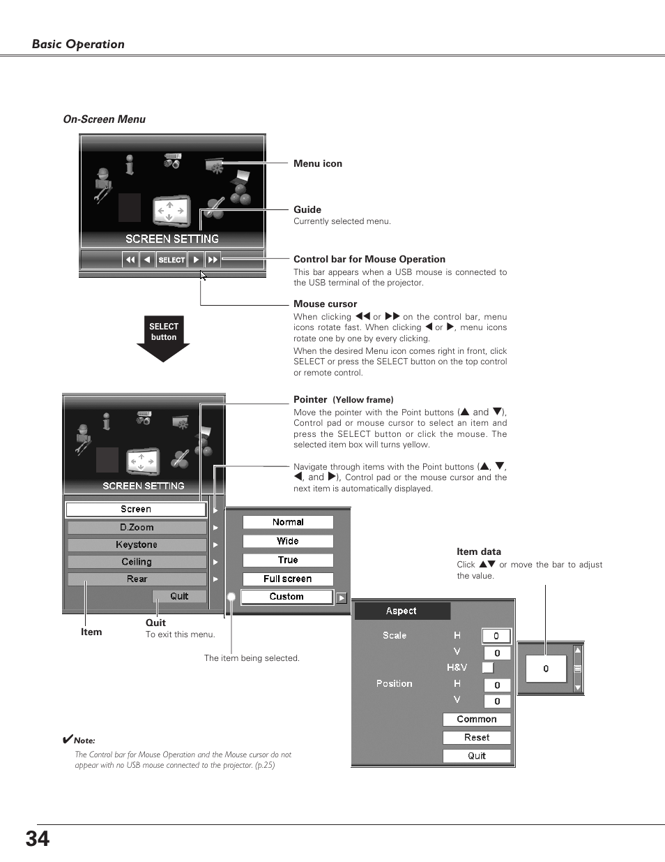 Basic operation | Sanyo PLC-XF60A User Manual | Page 34 / 82