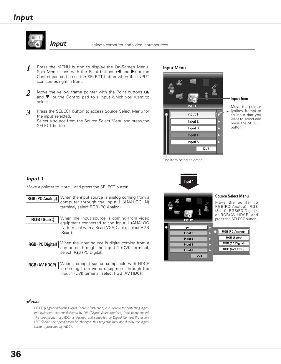 Input, 3input | Sanyo PLC-XF60A User Manual | Page 36 / 82