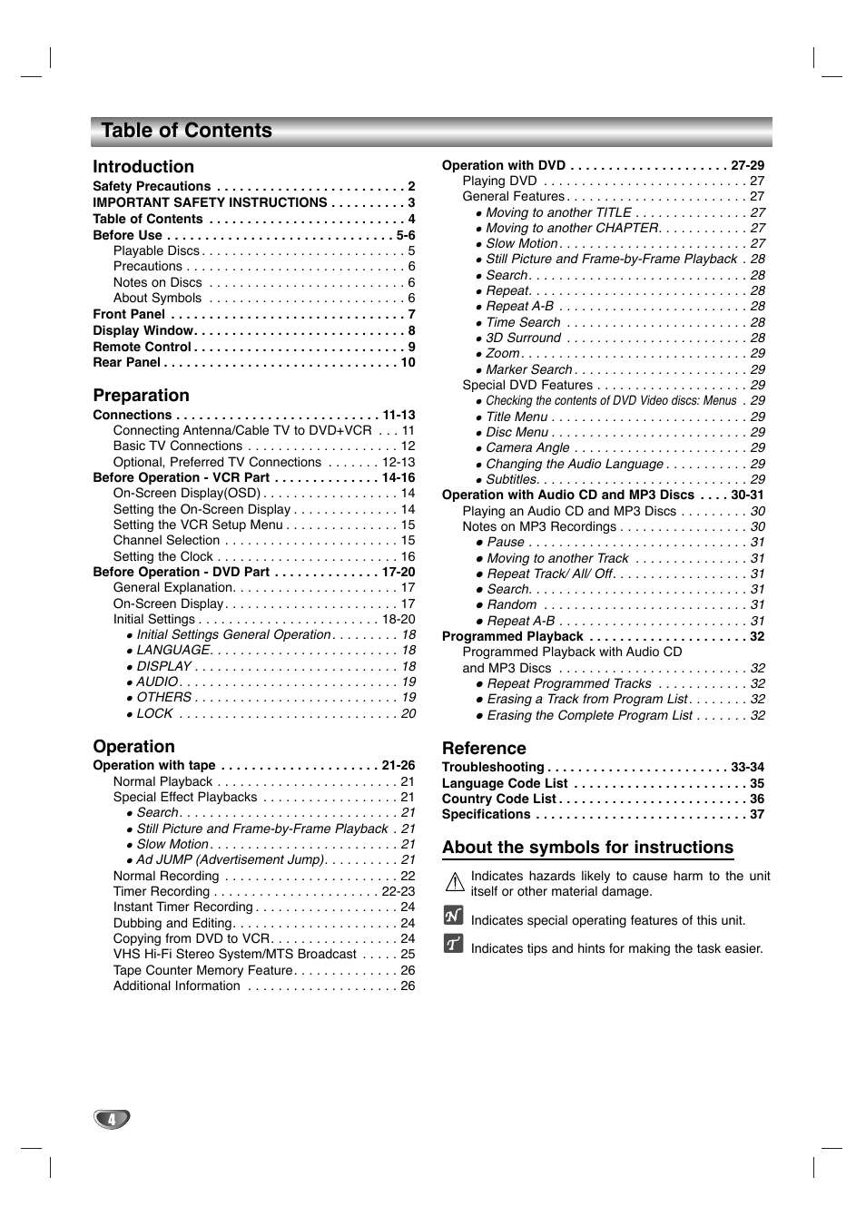 Sanyo DVC-2700 User Manual | Page 4 / 37