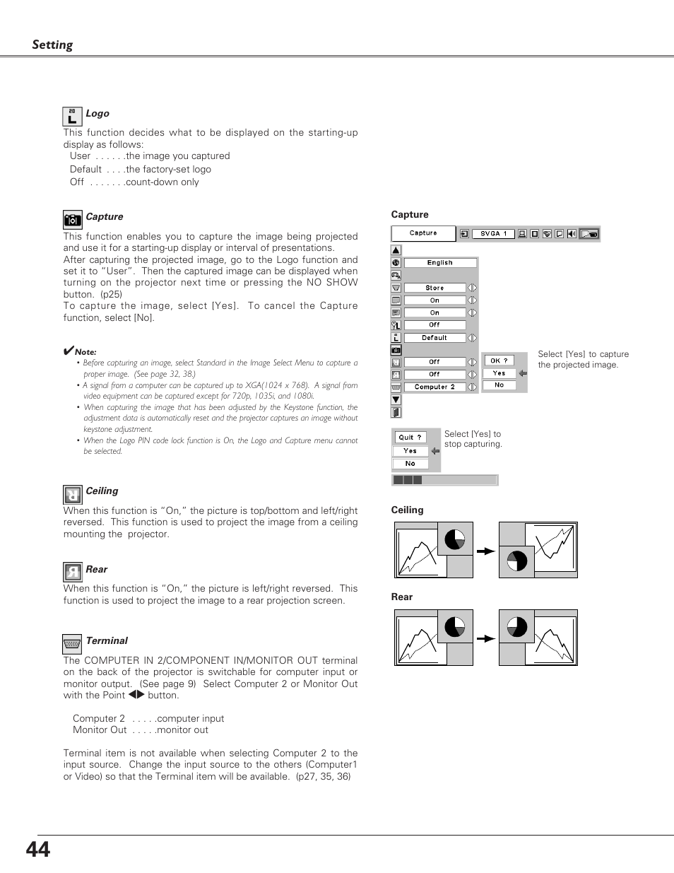 Setting | Sanyo PLC-SU51 User Manual | Page 44 / 64