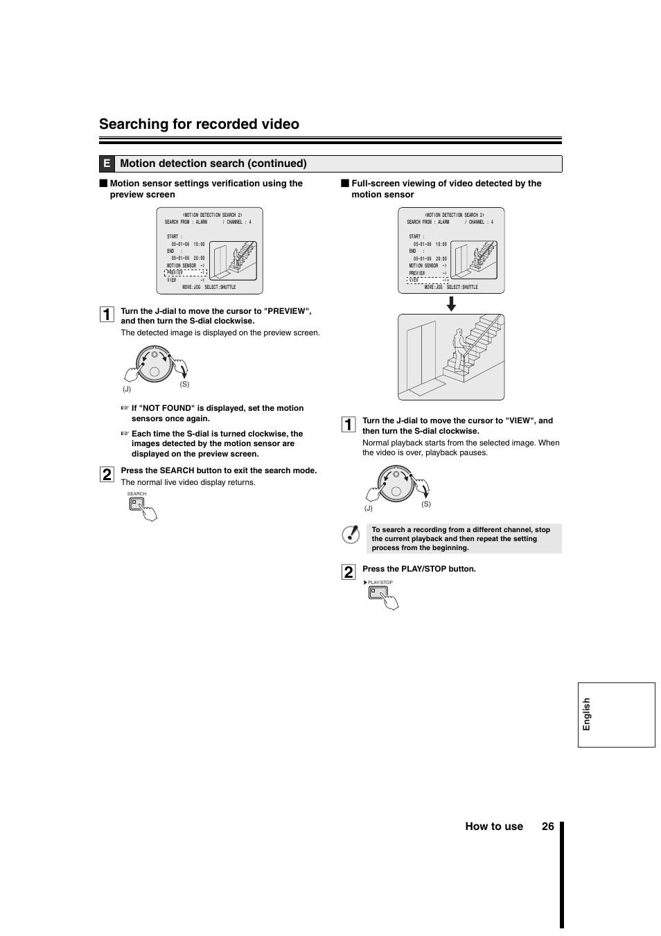 Searching for recorded video, How to use 26, Emotion detection search (continued) | Sanyo DSR-3706PA User Manual | Page 27 / 88