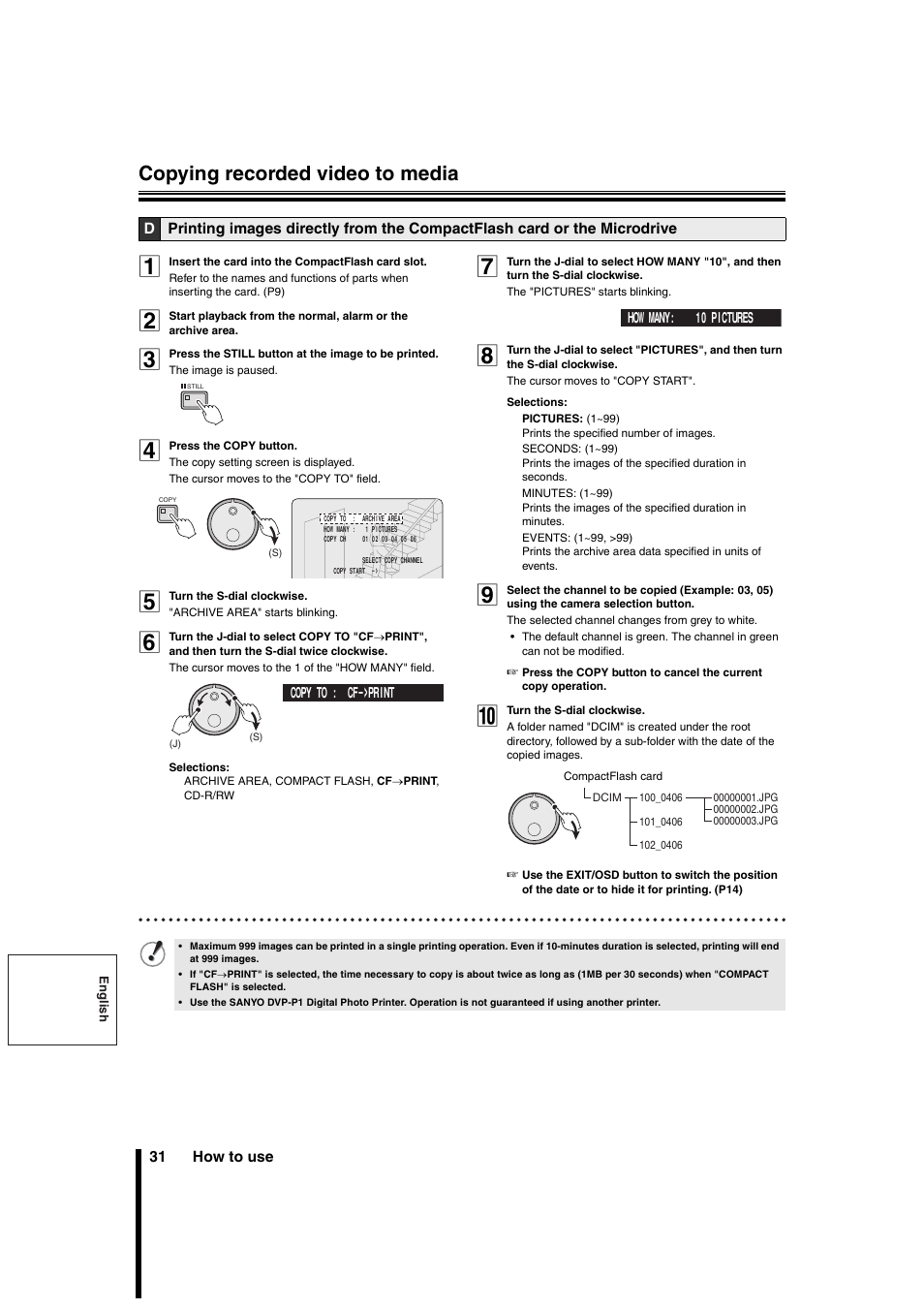 Copying recorded video to media | Sanyo DSR-3706PA User Manual | Page 32 / 88