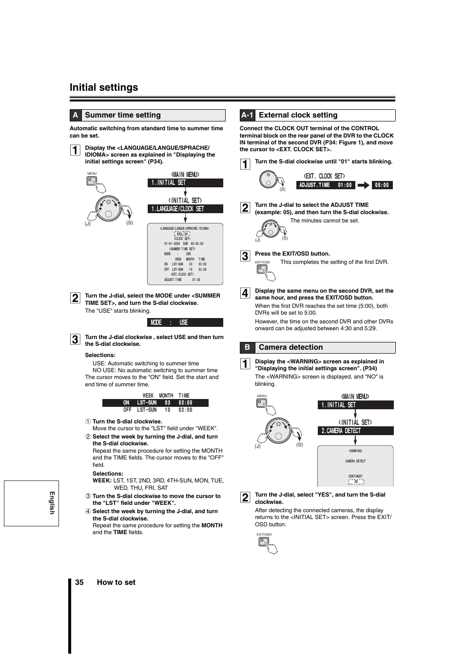 Initial settings | Sanyo DSR-3706PA User Manual | Page 36 / 88