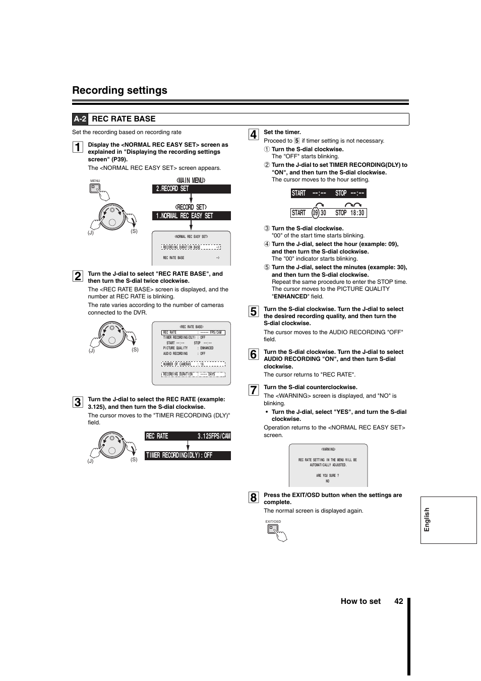 Recording settings | Sanyo DSR-3706PA User Manual | Page 43 / 88