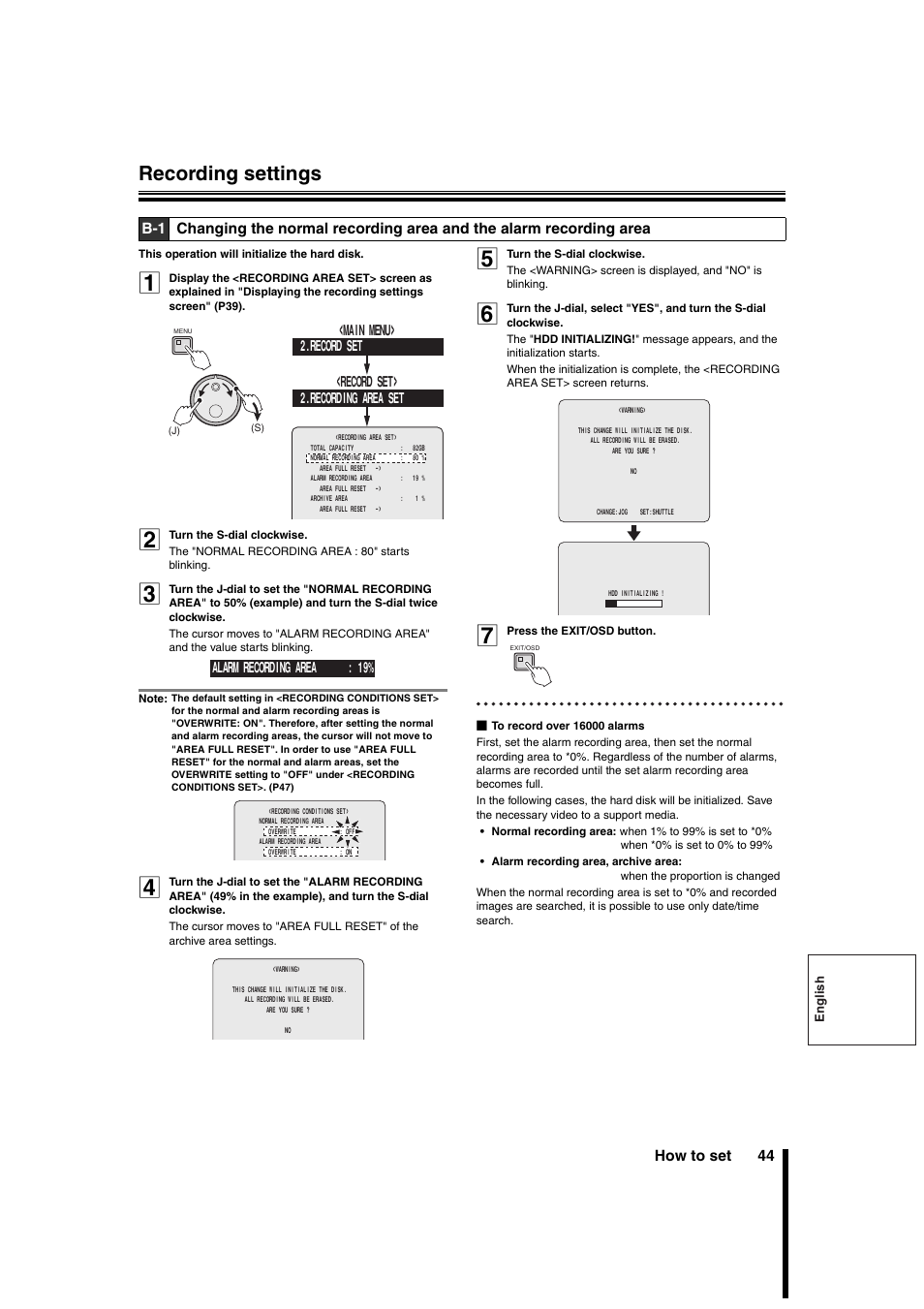 Recording settings, How to set 44 | Sanyo DSR-3706PA User Manual | Page 45 / 88