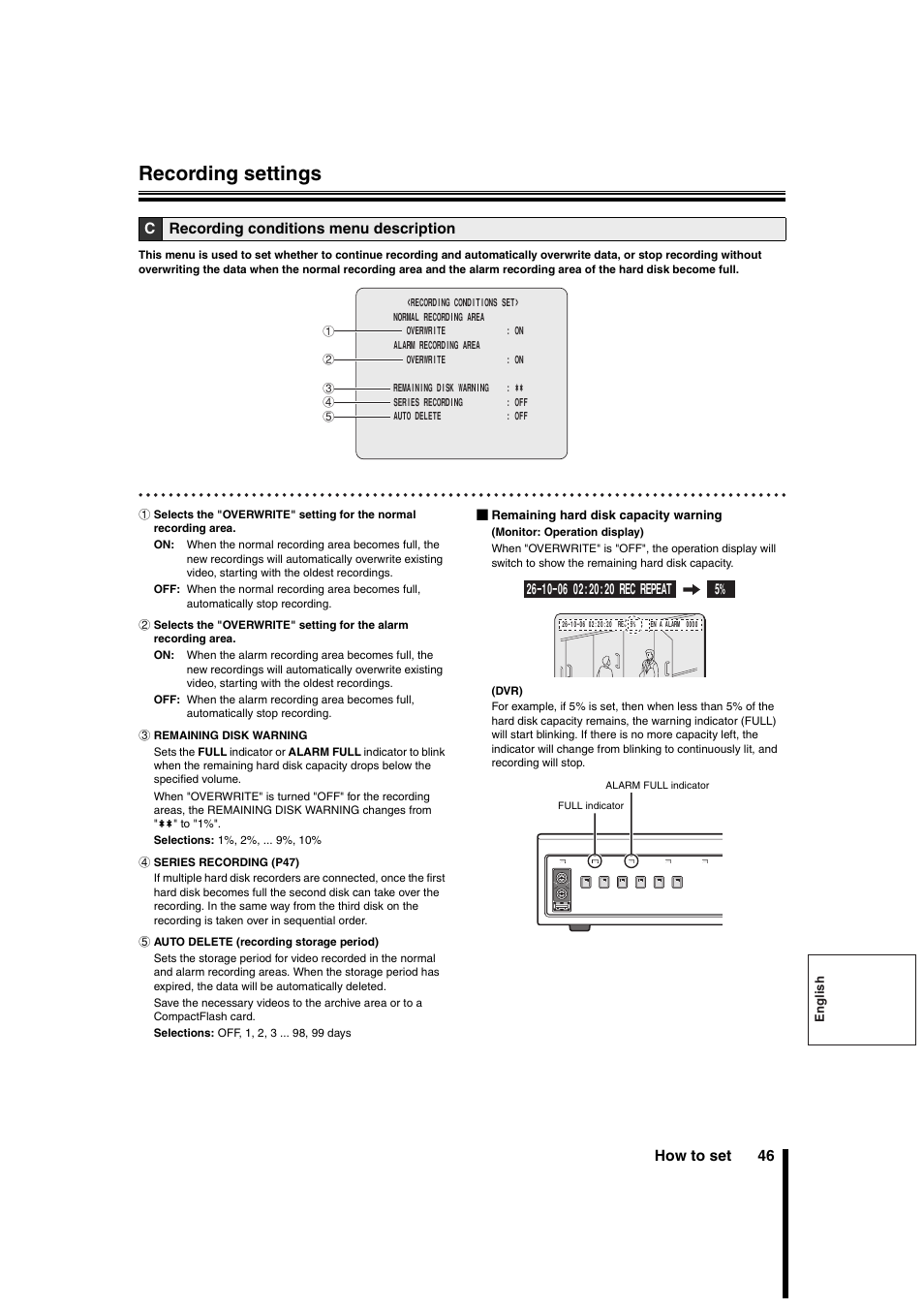 Recording settings | Sanyo DSR-3706PA User Manual | Page 47 / 88