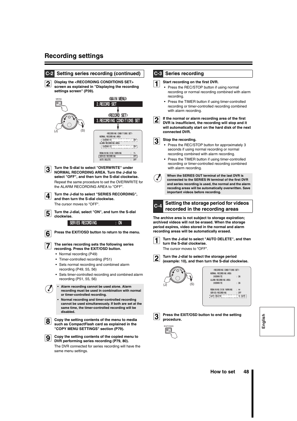Recording settings | Sanyo DSR-3706PA User Manual | Page 49 / 88