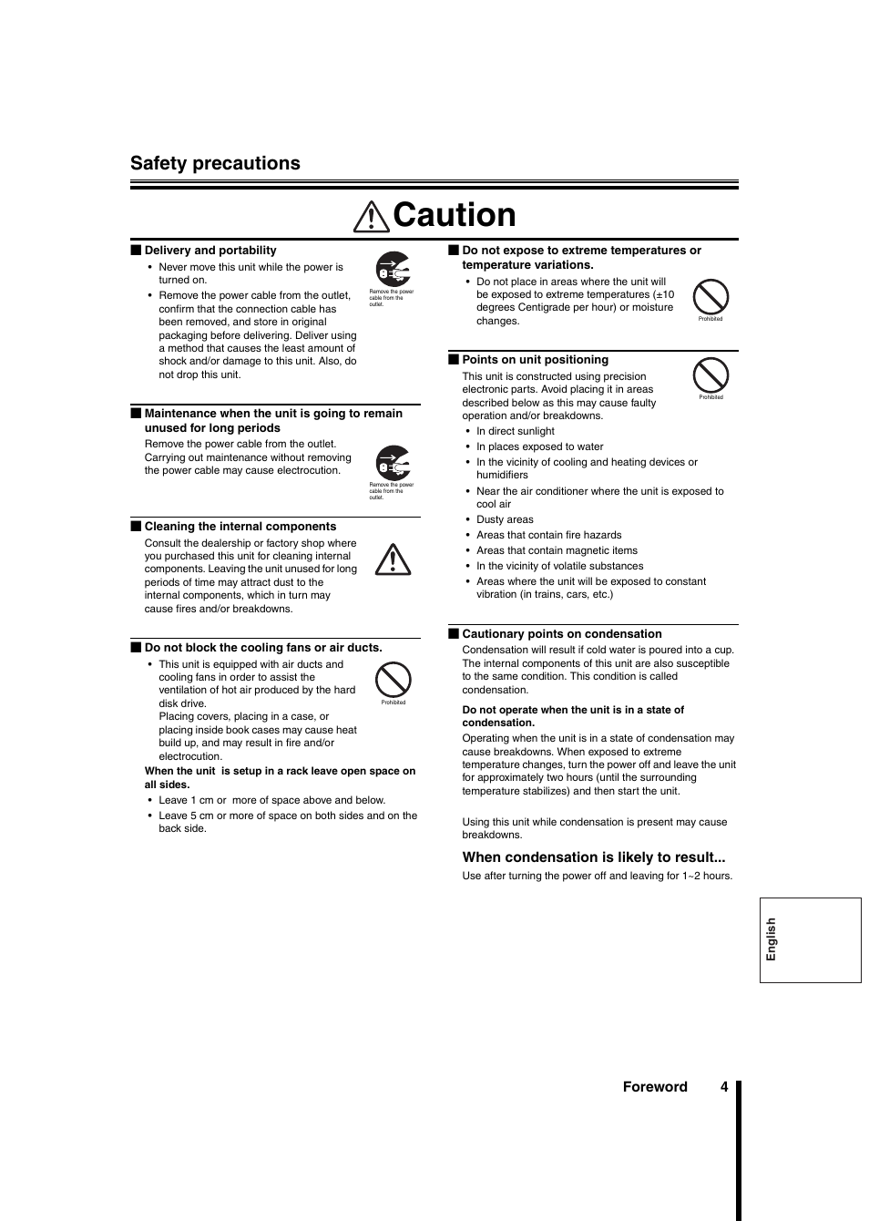 Caution, Safety precautions | Sanyo DSR-3706PA User Manual | Page 5 / 88