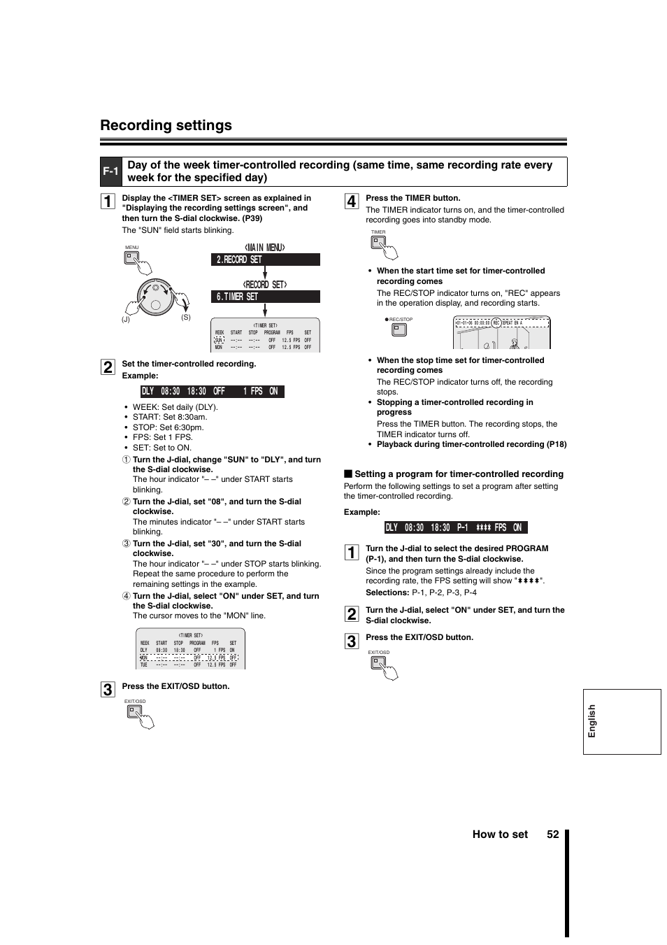 Recording settings | Sanyo DSR-3706PA User Manual | Page 53 / 88