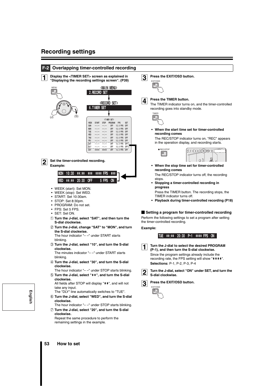 Recording settings | Sanyo DSR-3706PA User Manual | Page 54 / 88