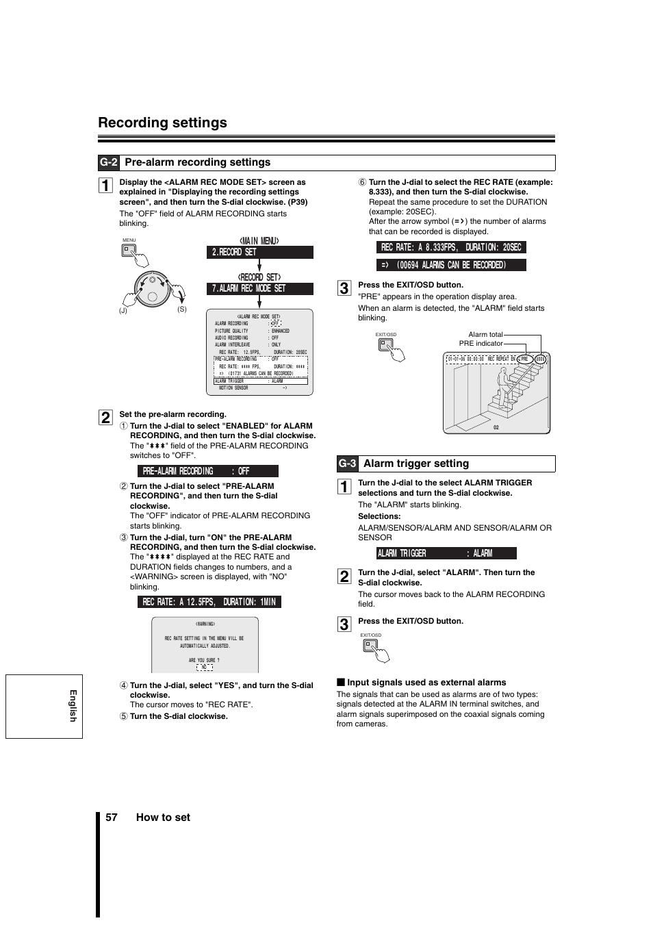 Recording settings | Sanyo DSR-3706PA User Manual | Page 58 / 88