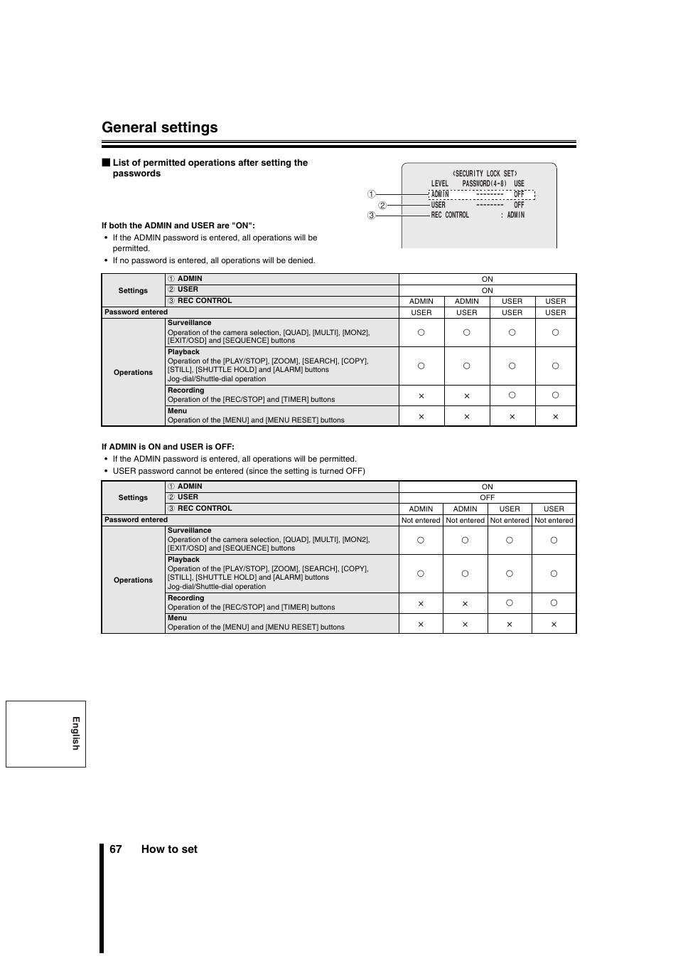 General settings, 67 how to set | Sanyo DSR-3706PA User Manual | Page 68 / 88