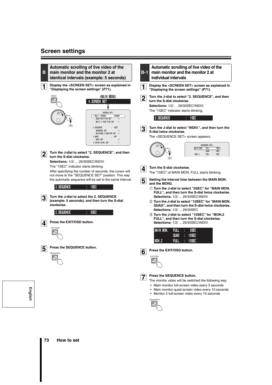 Screen settings | Sanyo DSR-3706PA User Manual | Page 74 / 88