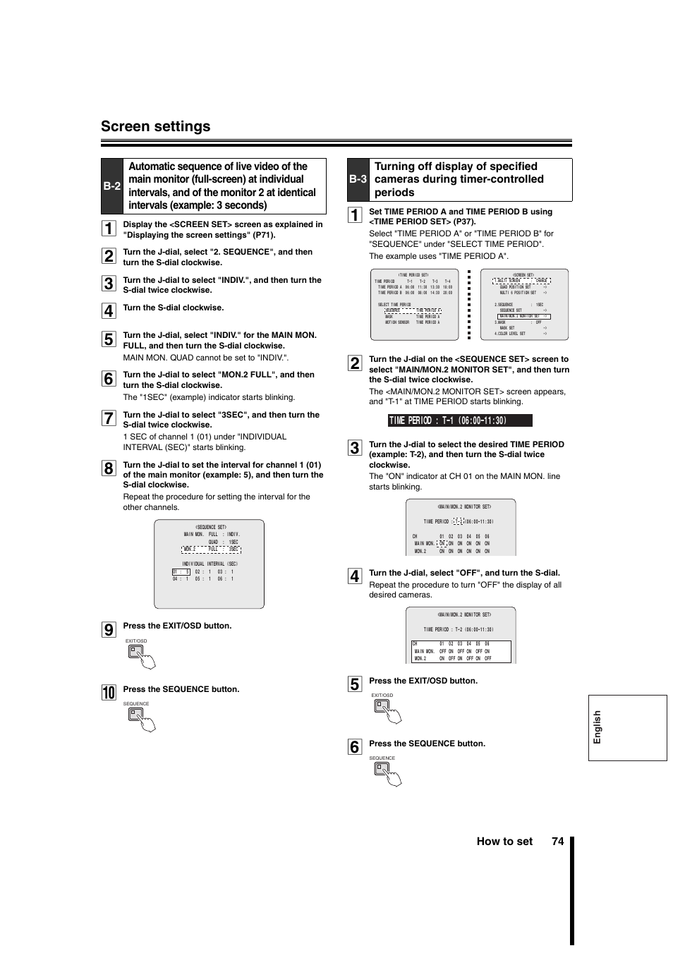 Screen settings, How to set 74 | Sanyo DSR-3706PA User Manual | Page 75 / 88