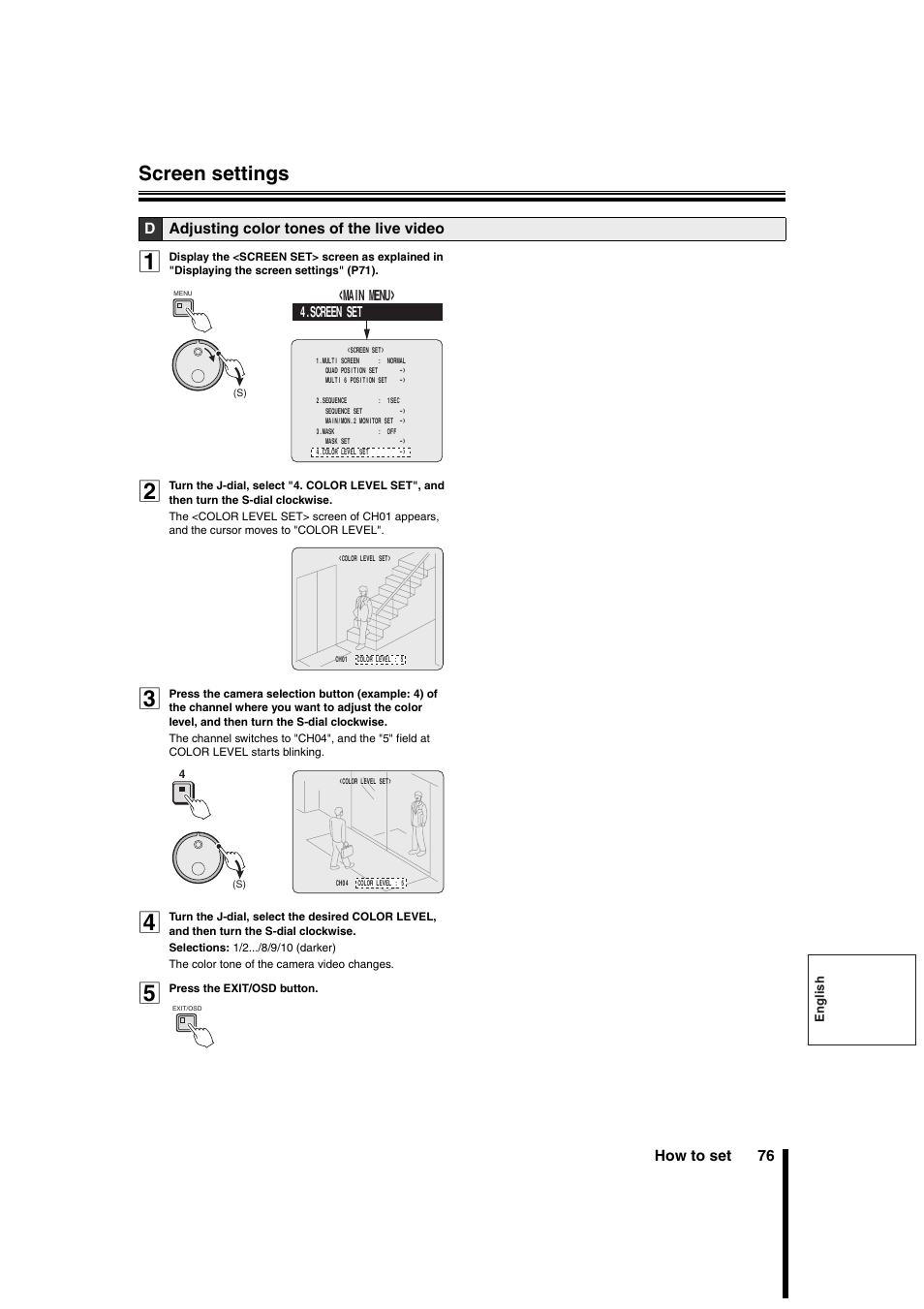 Screen settings | Sanyo DSR-3706PA User Manual | Page 77 / 88