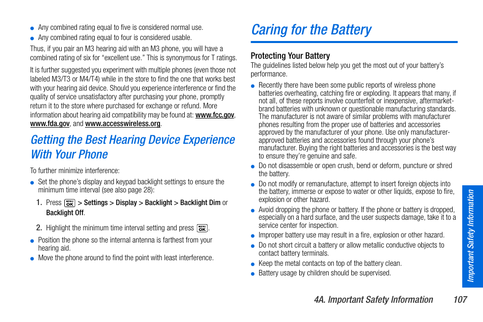 Caring for the battery | Sanyo MIRRO PLS-3810 User Manual | Page 117 / 126