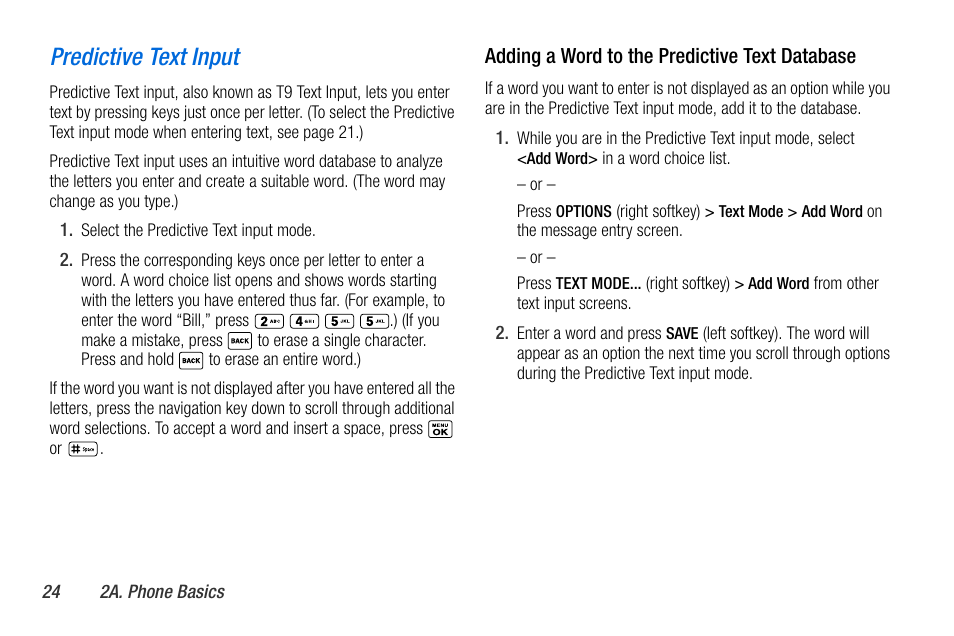 Predictive text input | Sanyo MIRRO PLS-3810 User Manual | Page 34 / 126