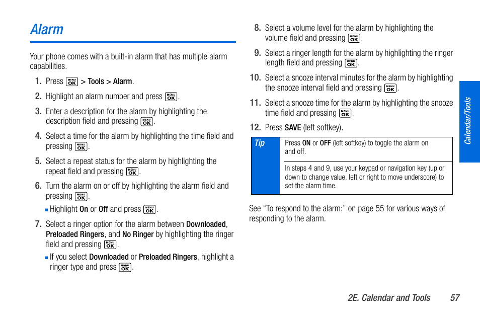 Alarm | Sanyo MIRRO PLS-3810 User Manual | Page 67 / 126
