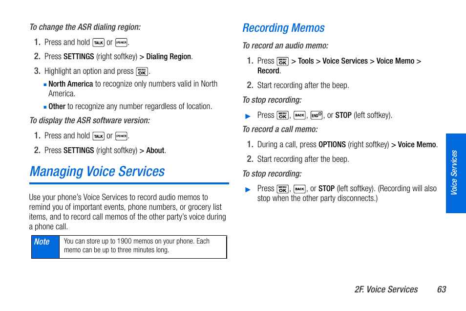 Managing voice services | Sanyo MIRRO PLS-3810 User Manual | Page 73 / 126