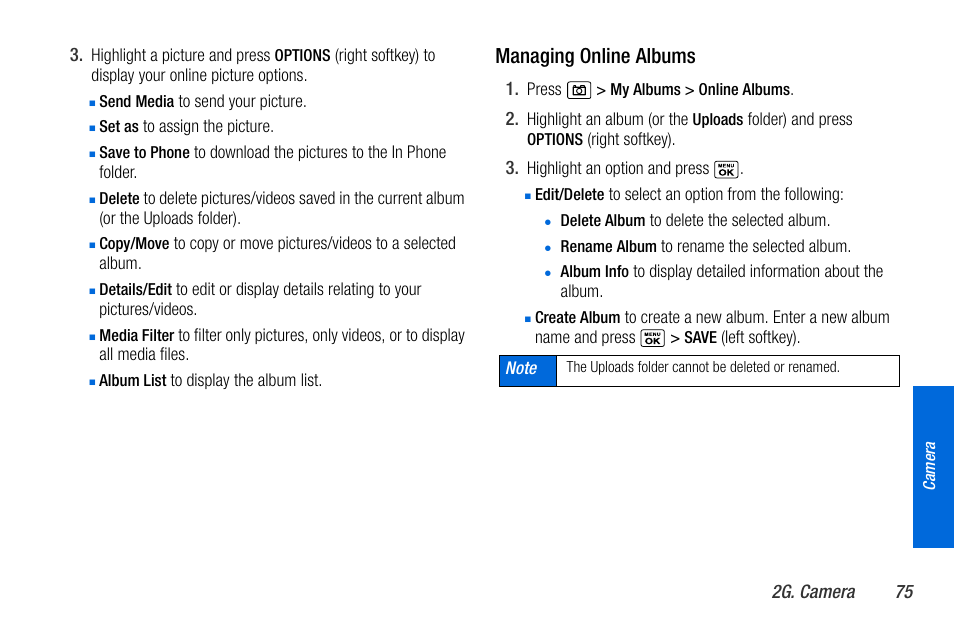 Managing online albums | Sanyo MIRRO PLS-3810 User Manual | Page 85 / 126