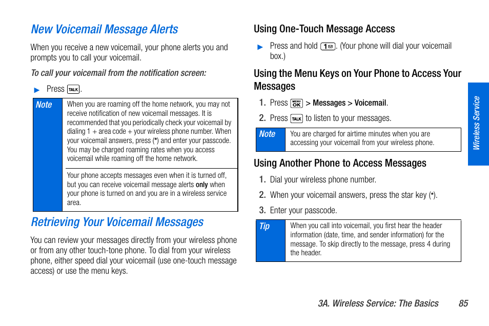 New voicemail message alerts, Retrieving your voicemail messages | Sanyo MIRRO PLS-3810 User Manual | Page 95 / 126