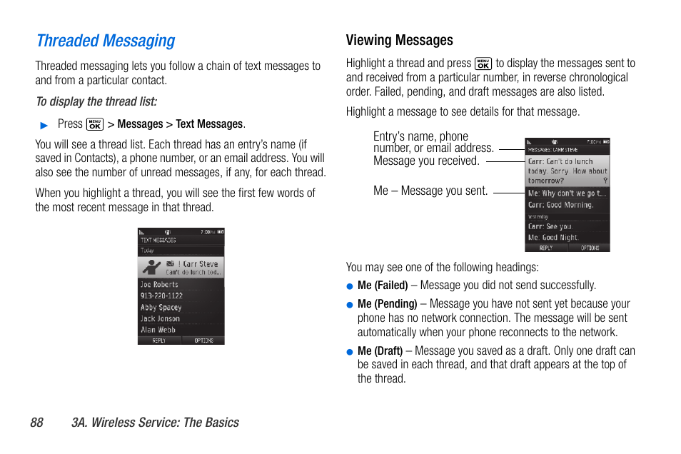 Threaded messaging | Sanyo MIRRO PLS-3810 User Manual | Page 98 / 126